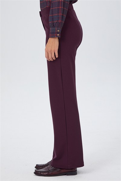 Beli Lastikli ve Düğmeli Geniş Paça Pantolon 267-2007