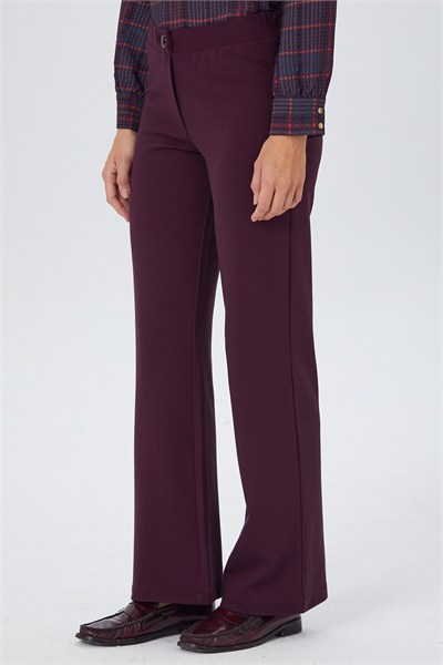 Beli Lastikli ve Düğmeli Geniş Paça Pantolon 267-2007