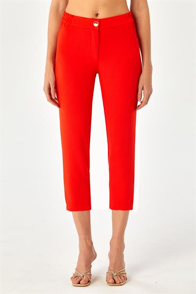 Beli Lastikli ve Düğmeli Pantolon 024-3500