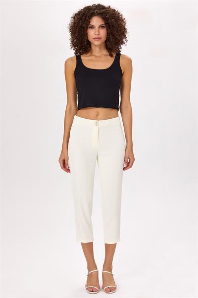 Beli Lastikli ve Düğmeli Pantolon 025-3515