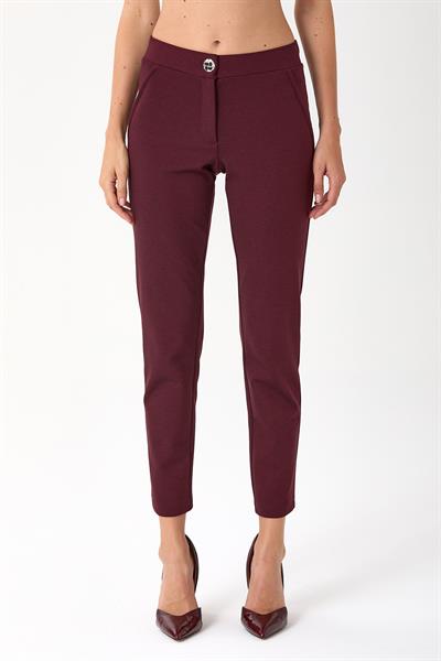 Beli Lastikli ve Düğmeli Pantolon 245-2001