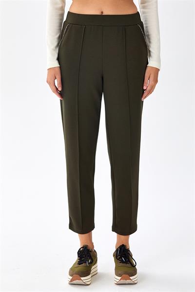 Beli Lastikli Cepleri Taş Şerit Detaylı Pantolon 256-2107