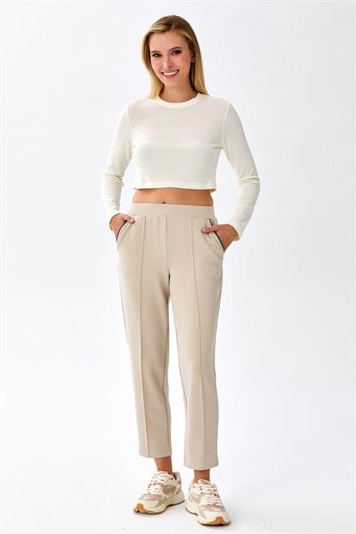 Beli Lastikli Cepleri Taş Şerit Detaylı Pantolon 256-2107