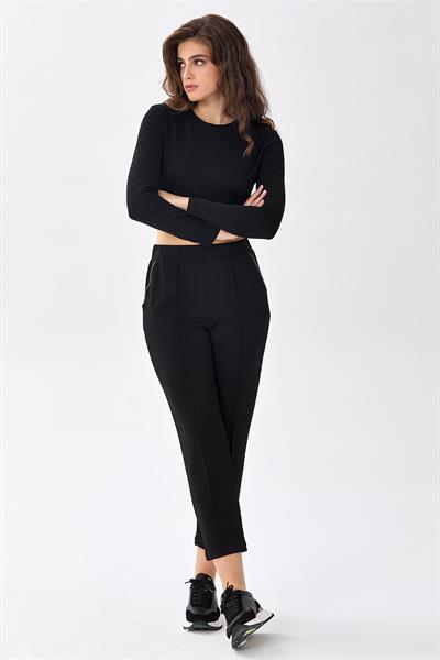 Beli Lastikli Cepleri Taş Şerit Detaylı Pantolon 256-2107