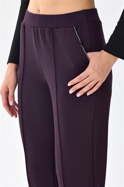 Beli Lastikli Cepleri Taş Şerit Detaylı Pantolon 256-2107