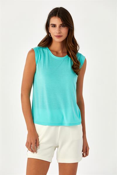 Bisiklet Yaka Düşük Mini Kollu Bluz 024-1044