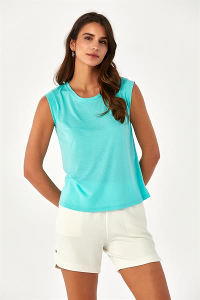 Bisiklet Yaka Düşük Mini Kollu Bluz 024-1044