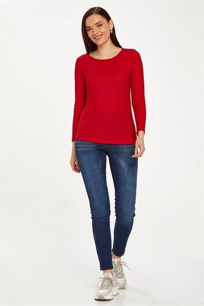 Bisiklet Yaka Tek Omuzu Düğmeli Bluz 234-1206