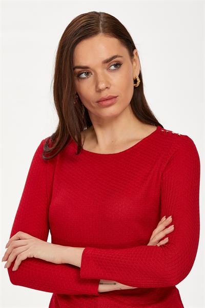 Bisiklet Yaka Tek Omuzu Düğmeli Bluz 234-1206