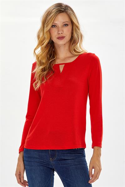 Cut Out Yaka Uzun Kol Bluz 234-1010