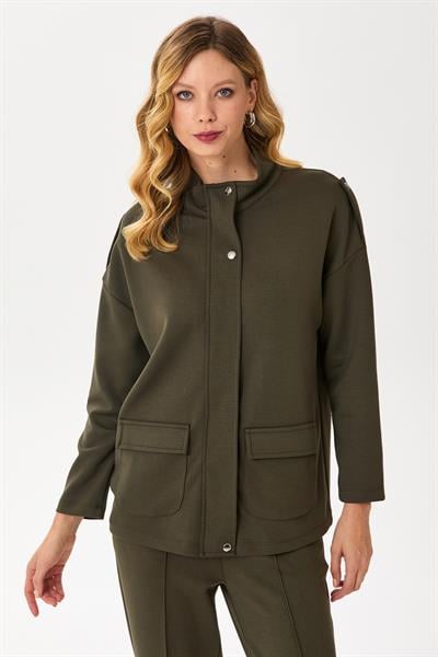 Dik Yaka Apolet Detaylı Sweatshırt 245-2104