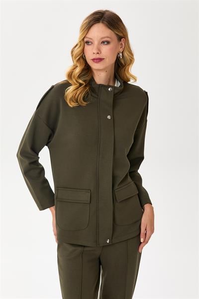 Dik Yaka Apolet Detaylı Sweatshırt 245-2104