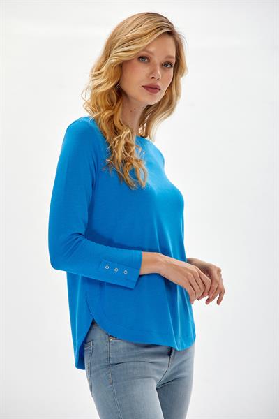 Eteği Oval Kesim Uzun Kol Bluz 234-1004