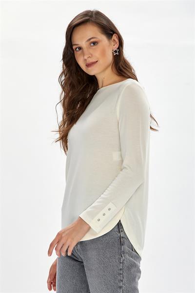 Eteği Oval Kesim Uzun Kol Bluz 234-1004