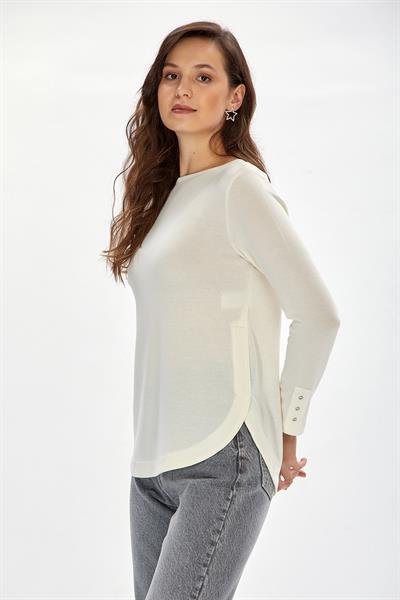 Eteği Oval Kesim Uzun Kol Bluz 234-1004