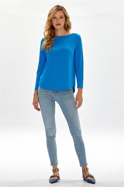 Eteği Oval Kesim Uzun Kol Bluz 234-1004