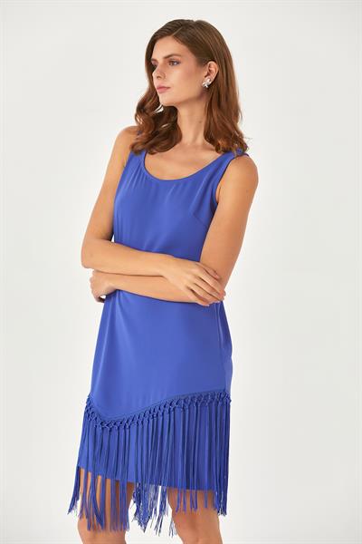 Eteği Püsküllü Kolsuz Elbise 024-4045