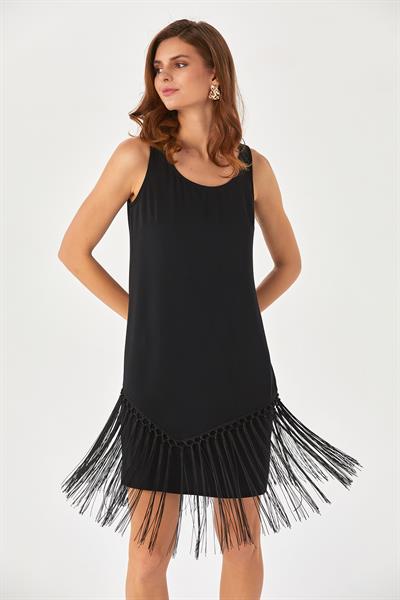 Eteği Püsküllü Kolsuz Elbise 024-4045