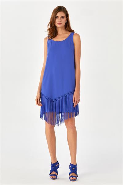 Eteği Püsküllü Kolsuz Elbise 024-4045