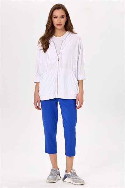 Fermuarlı ve Cep Detaylı Kapüşonlu Hırka 025-4400