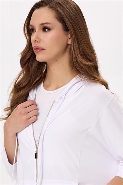 Fermuarlı ve Cep Detaylı Kapüşonlu Hırka 025-4400