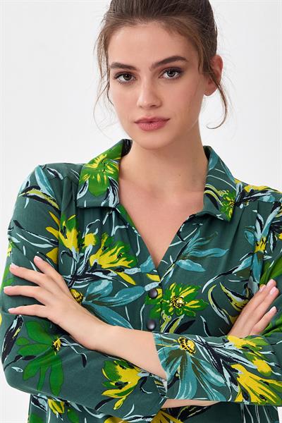 Gömlek Yaka Önü Çıtçıtlı Bluz 256-3018