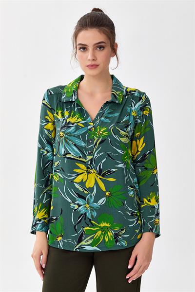 Gömlek Yaka Önü Çıtçıtlı Bluz 256-3018