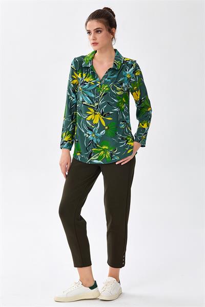 Gömlek Yaka Önü Çıtçıtlı Bluz 256-3018
