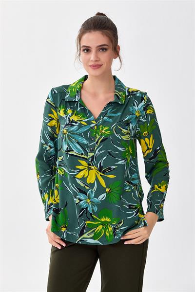 Gömlek Yaka Önü Çıtçıtlı Bluz 256-3018