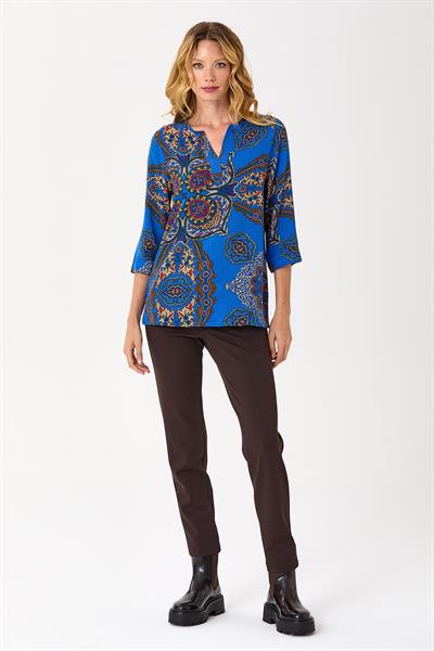 Hakim V Yaka Desenli Bluz 245-3034