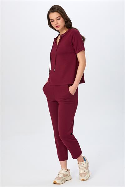Hakim Yaka Bağcıklı Kısa Kol S-Shirt 026-2112