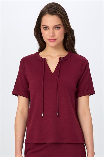 Hakim Yaka Bağcıklı Kısa Kol S-Shirt 026-2112