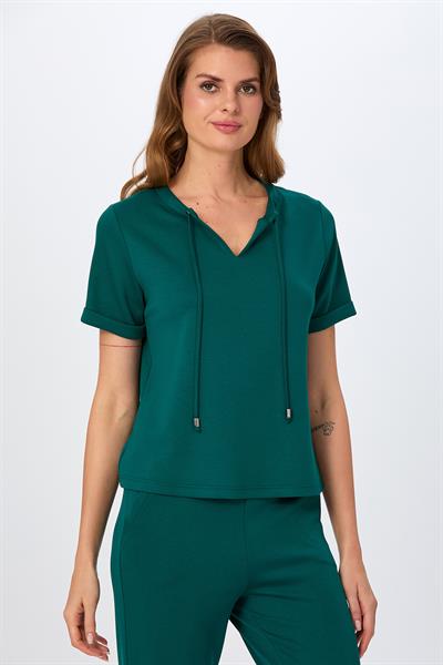 Hakim Yaka Bağcıklı Kısa Kol S-Shirt 026-2112