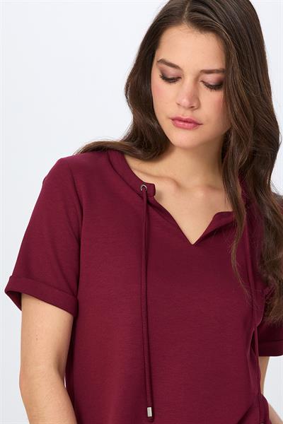 Hakim Yaka Bağcıklı Kısa Kol S-Shirt 026-2112