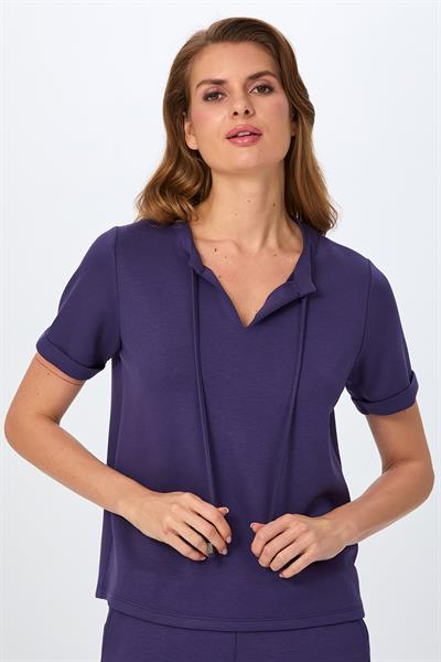Hakim Yaka Bağcıklı Kısa Kol S-Shirt 026-2112