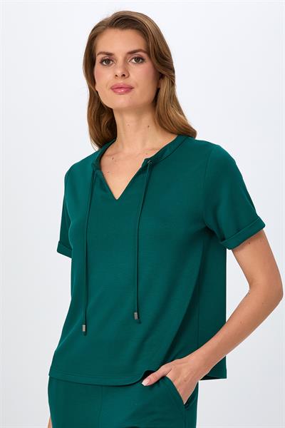 Hakim Yaka Bağcıklı Kısa Kol S-Shirt 026-2112