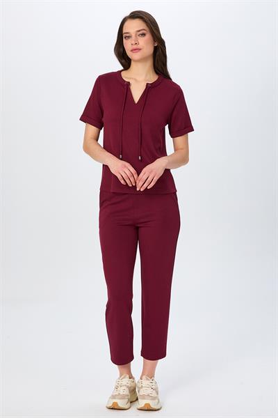 Hakim Yaka Bağcıklı Kısa Kol S-Shirt 026-2112