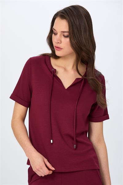 Hakim Yaka Bağcıklı Kısa Kol S-Shirt 026-2112