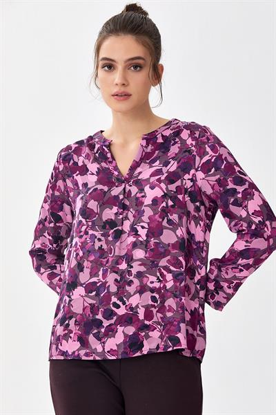 Hakim Yaka Desenli Bluz 256-3016