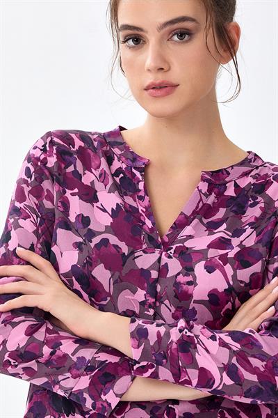 Hakim Yaka Desenli Bluz 256-3016