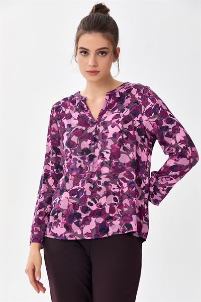 Hakim Yaka Desenli Bluz 256-3016