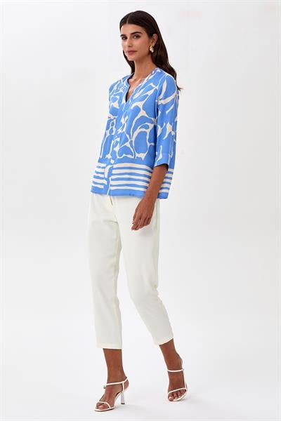 Hakim Yaka ¾ Kol Desenli Bluz 025-3019