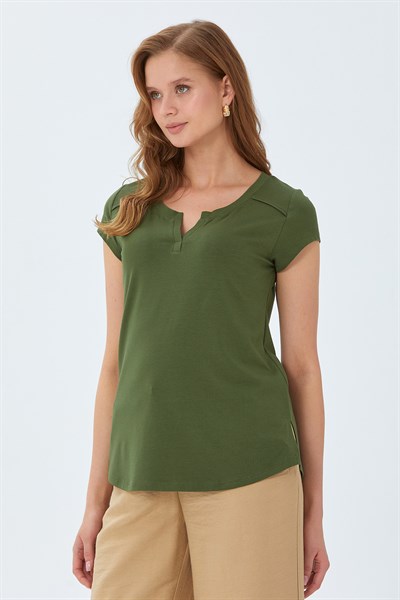 V Yaka Kısa Kollu Bluz 026-1047
