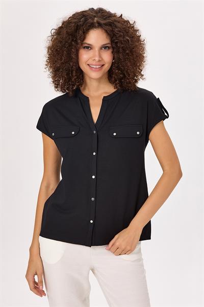 Hakim Yaka Önü Çıtçıtlı Bluz 025-1001