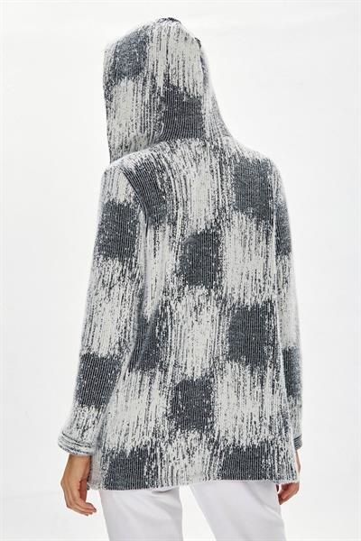 Kapüşonlu Ara Biyeli Uzun Hırka 234-4403