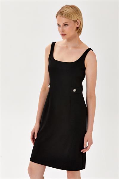 Kare Yaka Kalın Askılı Elbise 024-2514