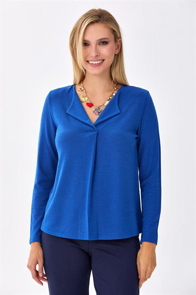 Katlanabilir Yaka Uzun Kol Bluz 256-1006