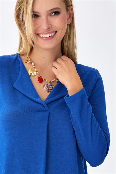 Katlanabilir Yaka Uzun Kol Bluz 256-1006