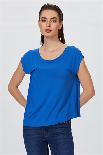 Kayık Yaka Şerit Aksesuarlı Bluz 022-1050