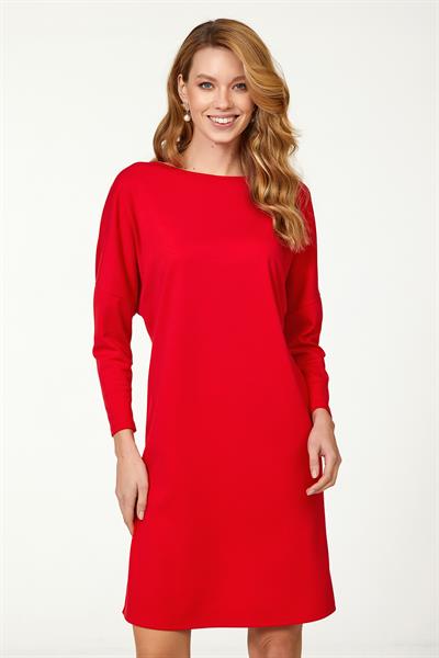 Kayık Yaka Yarasa Kol Elbise 223-2506